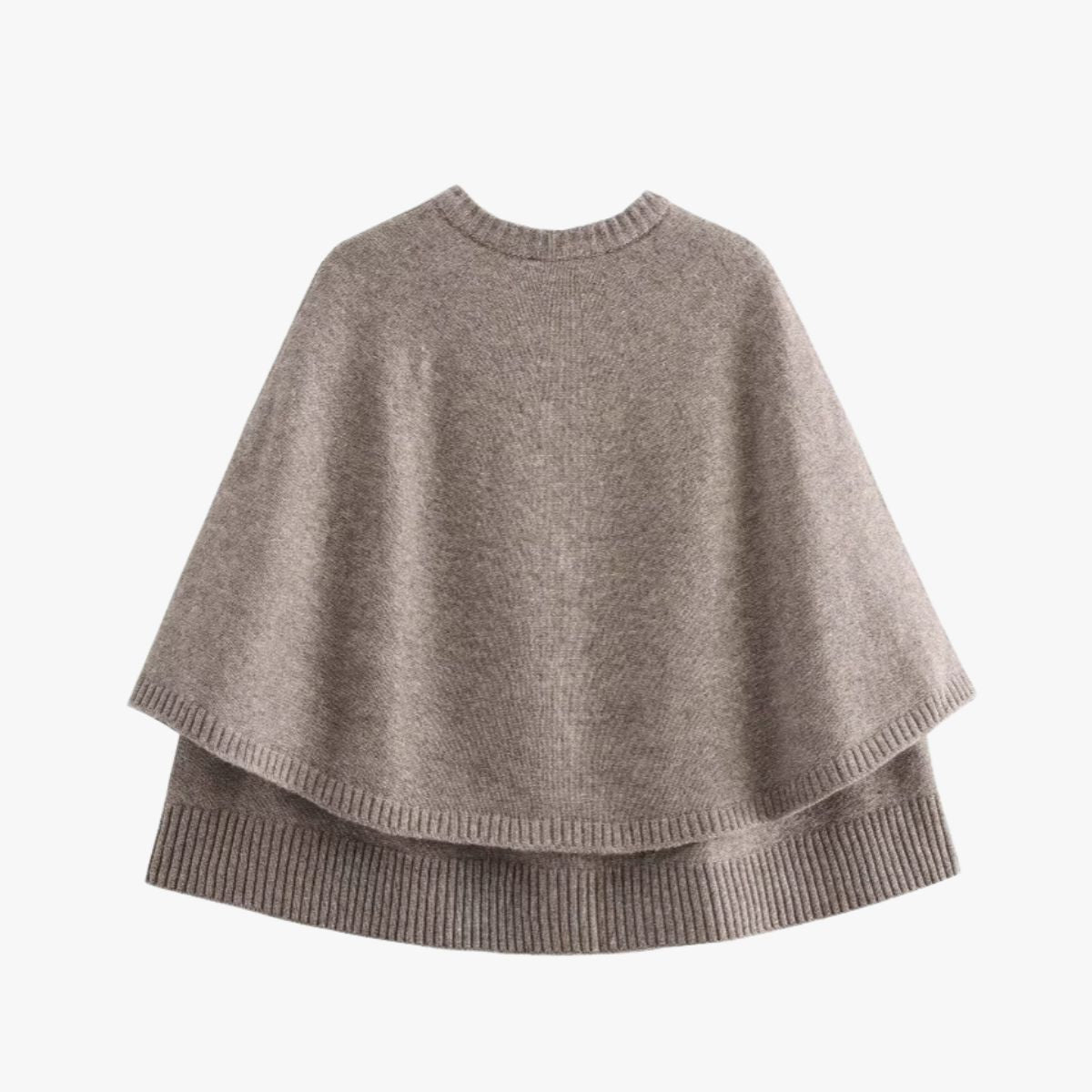 Chloë | Strick-Cape mit Knöpfen und Gestuftem Saum