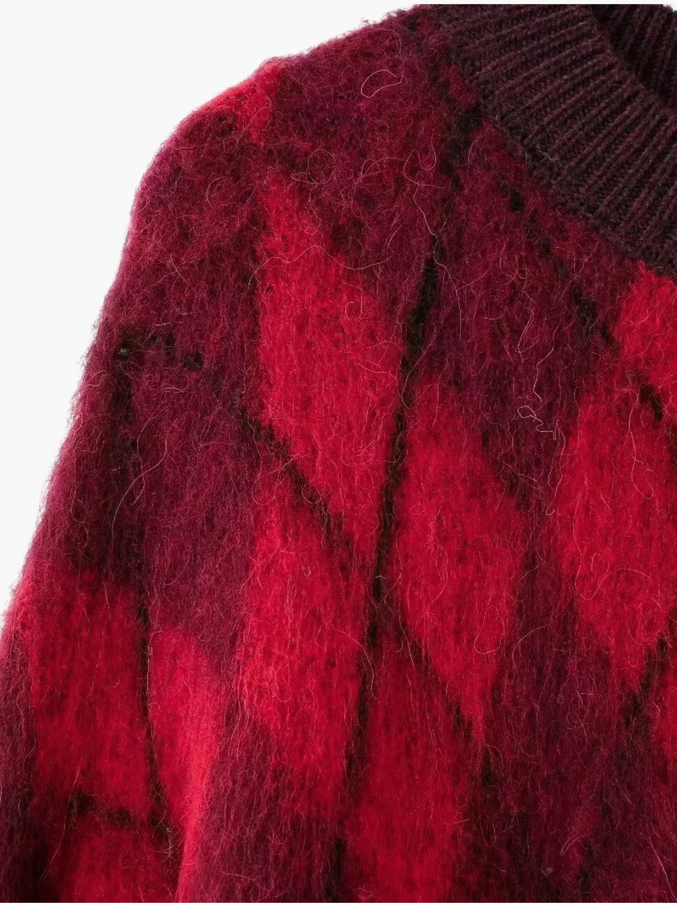 Zelda | Vintage Rot Argyle Muster Pullover stricken