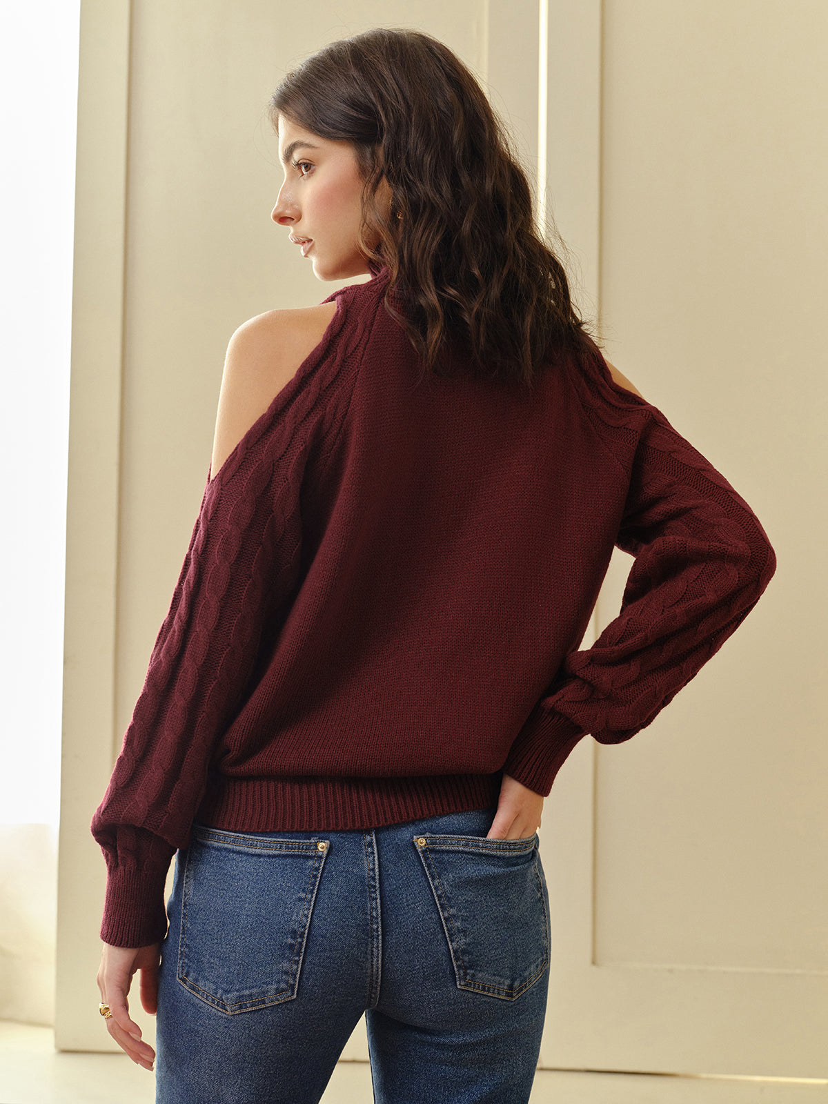 Eva | Schulterfreier Karierter Pullover